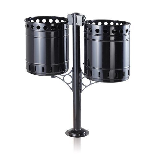 Außen-Doppelmülleimer 2x35 l mit Dekorelement